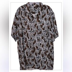 Tasso Elba Black and Brown Paisley Shirt XXL